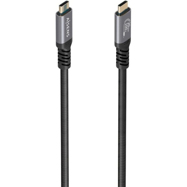 Cable USB 3.2 Tipo-C Aisens A107-0988/ USB Tipo-C Macho - USB Tipo-C Macho/ Hasta 100W/ 20Gbps/ 3m/ Negro