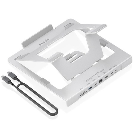 Soporte de Sobremesa - Docking USB Tipo-C Aisens ASUC-7P045-GR/ 1xUSB/ 1xUSB Tipo-C/ 1xHDMI/ 1xRJ45/ 1xLector de Tarjetas/ 1xUSB