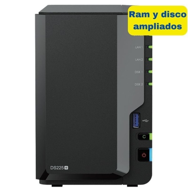NAS Synology Diskstation DS225+/ 2 Bahías 3.5″- 2.5″/ 6GB DDR4/ 8TB/ Formato Torre