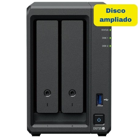 NAS Synology Diskstation DS725+/ 2 Bahías 3.5″- 2.5″/ 4GB DDR4/ 8TB/ Formato Torre