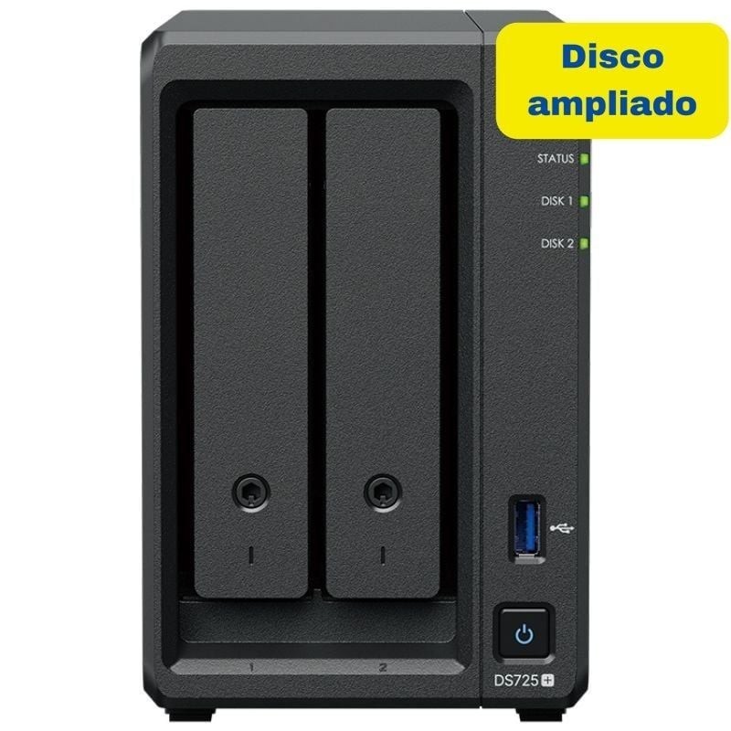 NAS Synology Diskstation DS725+/ 2 Bahías 3.5″- 2.5″/ 4GB DDR4/ 8TB/ Formato Torre