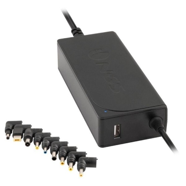 Cargador de Portátil NGS W-70W/ 1xUSB/ 70W/ Automático/ 9 Conectores/ Voltaje 18.5-20V