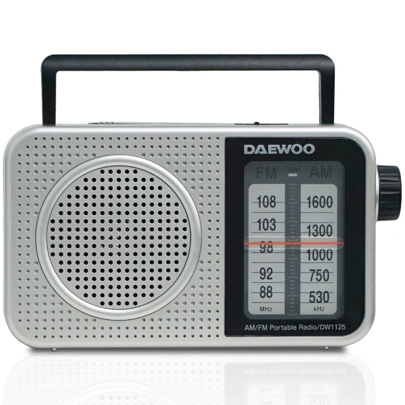 Radio Portátil Daewoo DW1125/ a Pilas/ Gris Metalizado