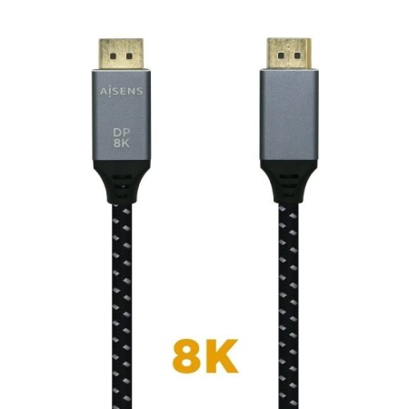 Cable DisplayPort 1.4 8K Aisens A149-0437/ DisplayPort Macho - DisplayPort Macho/ 2m/ Negro Gris