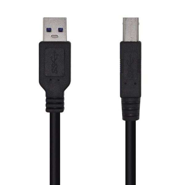 Cable USB 3.0 Impresora Aisens A105-0445/ USB Tipo-B Macho - USB Macho/ 5Gbps/ 3m/ Negro