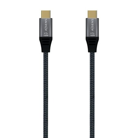 Cable USB 3.2 Tipo-C Aisens A107-0670 20GBPS 100W/ USB Tipo-C Macho - USB Tipo-C Macho/ Hasta 100W/ 20Gbps/ 60cm/ Gris