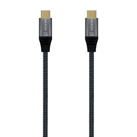 Cable USB 3.2 Tipo-C Aisens A107-0671 20GBPS 100W/ USB Tipo-C Macho - USB Tipo-C Macho/ Hasta 100W/ 20Gbps/ 1m/ Gris