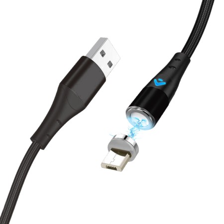 Cable de carga rápida 3a y datos - magnético - micro usb - 1 m