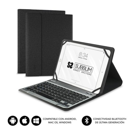 Funda + teclado subblim para teclado 10.1 pulgadas negro