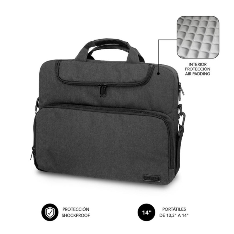 Maletin subblim air padding para portatil 13.3 pulgadas - 14 pulgadas dark grey