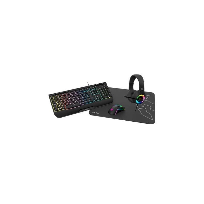 Pack krom kenya raton + teclado + alfombrilla + auriculares gaming