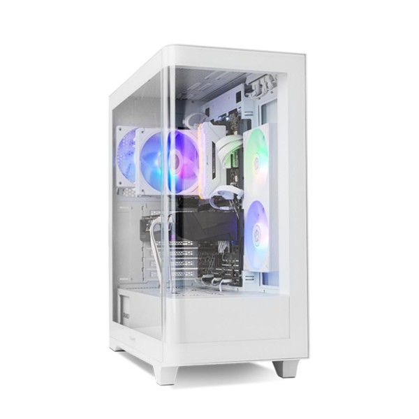Caja ordenador gaming nox hummer ether atx argb cristal templado blanca
