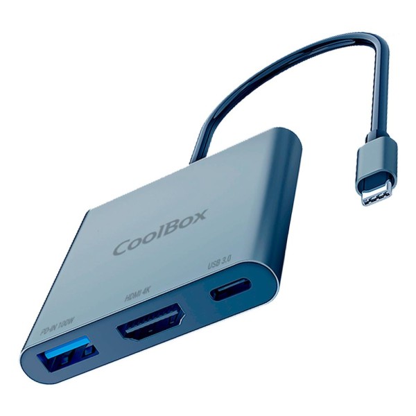 Minidock coolbox c31 aluminio usb - c a hdmi 4k - usb - a - usb - c 3.2 gen1 pc - mac - consolas