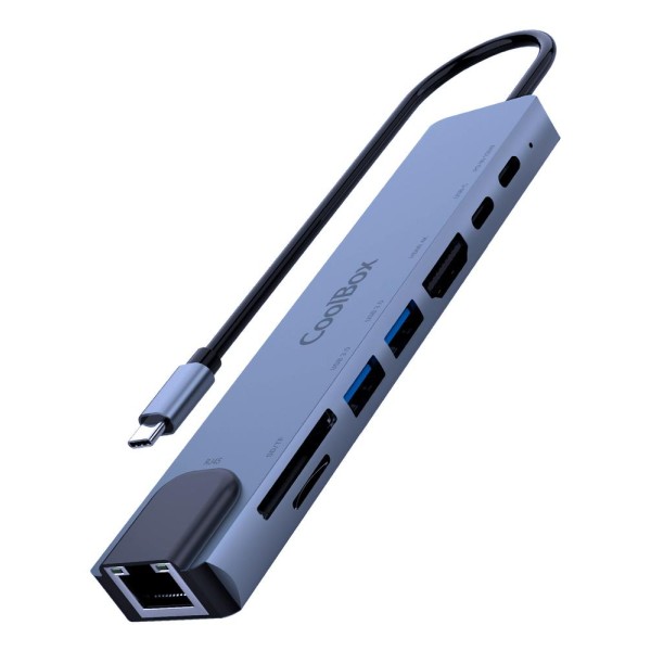 Minidock coolbox c81 aluminio usb - c a hdmi 4k - 2xusb - a - pd 100w - usb - c - sd - microsd - rj45