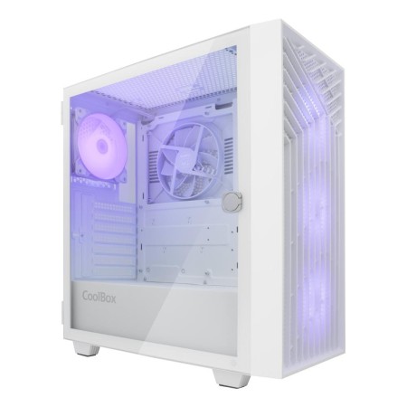 Caja ordenador gaming coolbox ga300 grid line atx argb cristal templado blanco