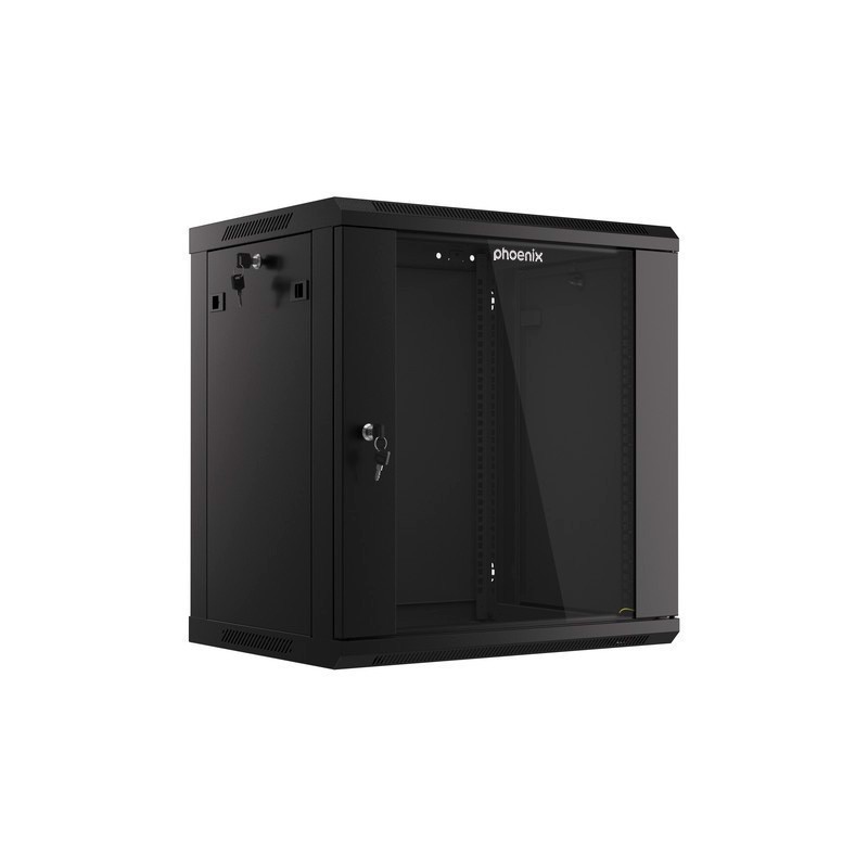 Armario rack phoenix 12u 600x450x640 auto - ensamblado 19″ hasta 60 kg negro