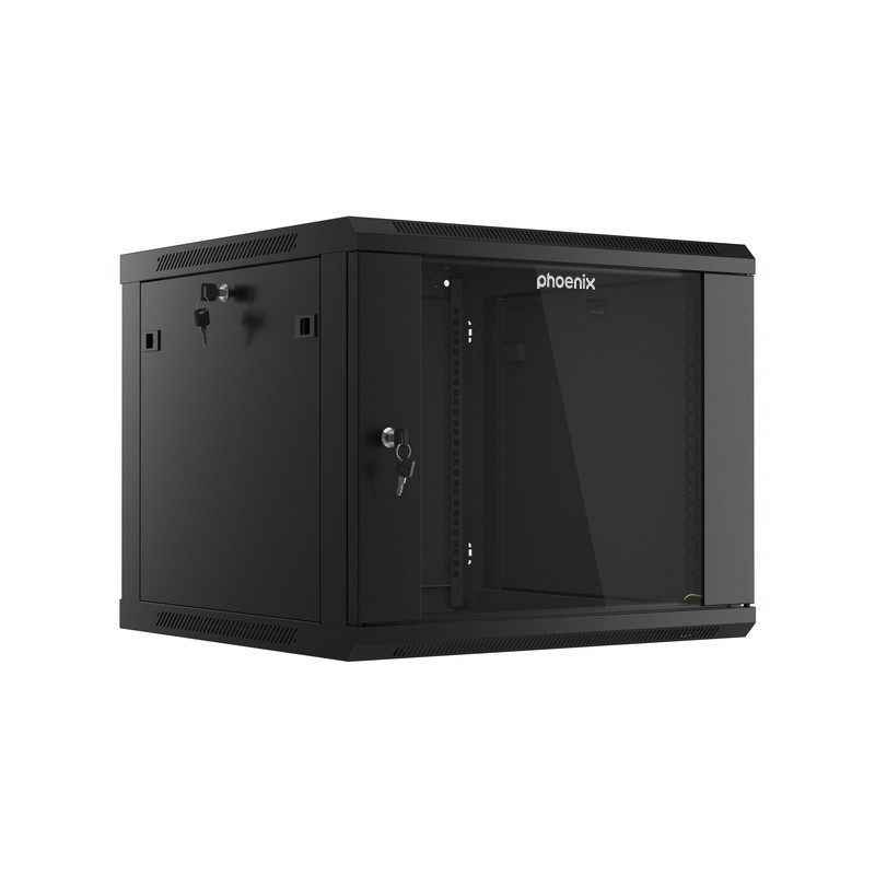 Armario rack phoenix 9u 600x600x501 auto - ensamblado 19″ hasta 60 kg negro