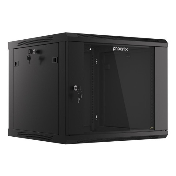 Armario rack phoenix 9u 600x600x501 auto - ensamblado 19″ hasta 60 kg negro