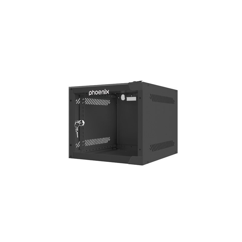 Armario rack phoenix 4u 280x310x247 mural 10″ hasta 20 kg negro