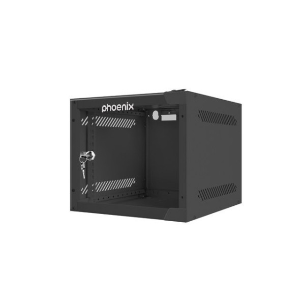 Armario rack phoenix 4u 280x310x247 mural 10″ hasta 20 kg negro
