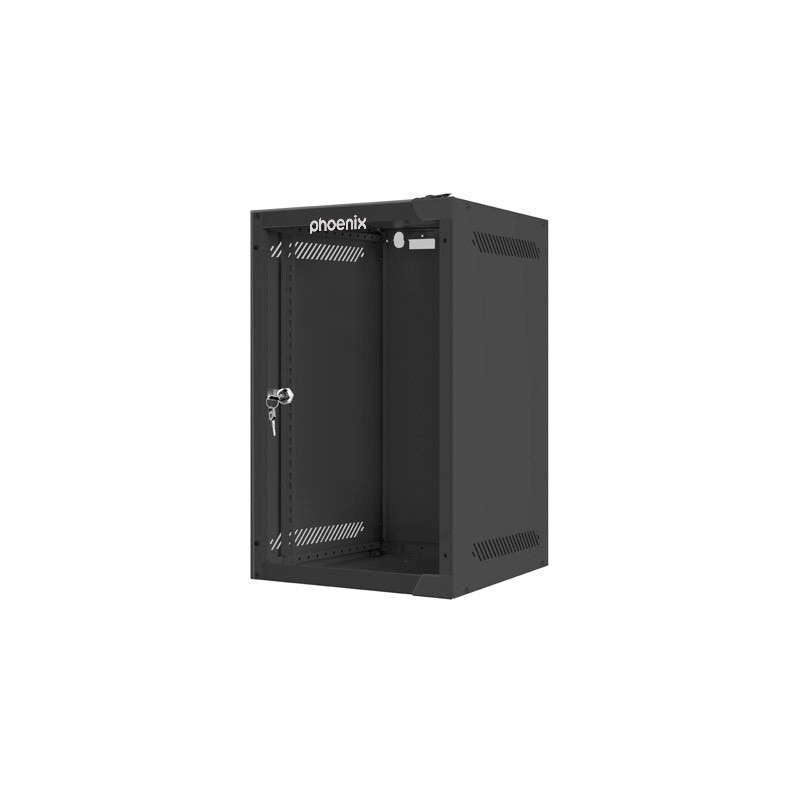Armario rack phoenix 9u 280x310x470 mural 10″ hasta 20 kg negro