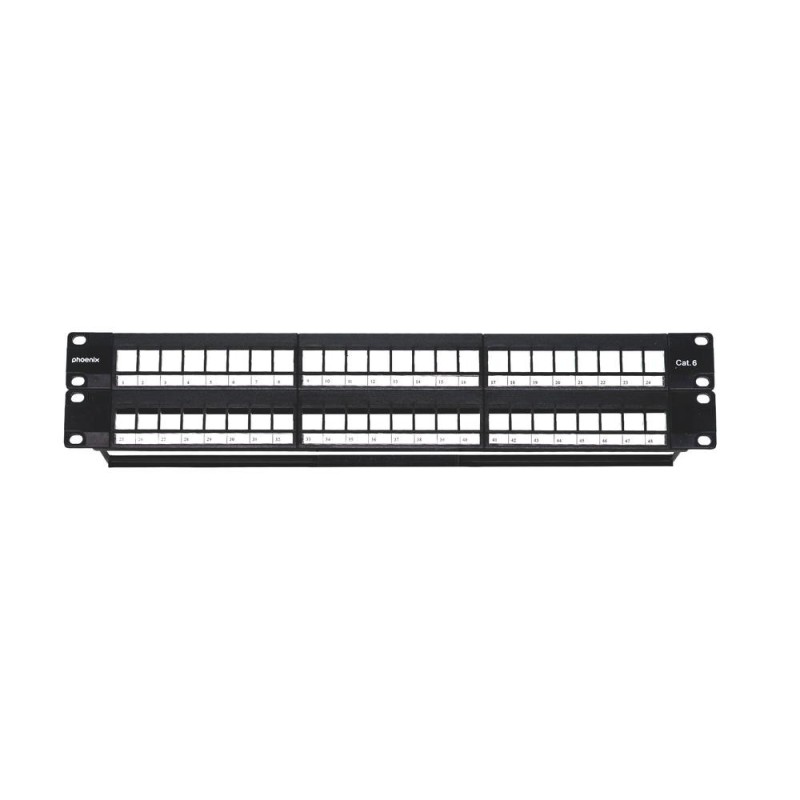 Phoenix patch panel vacio para rack de 48 puertos categoria 6 1u