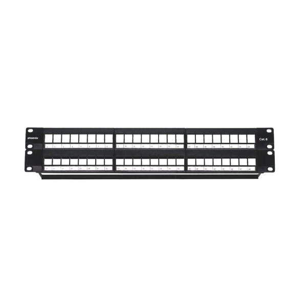 Phoenix patch panel vacio para rack de 48 puertos categoria 6 1u