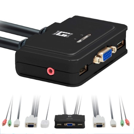 Conmutador kvm leven one kvm - 0223 vga usb para 2 cpu