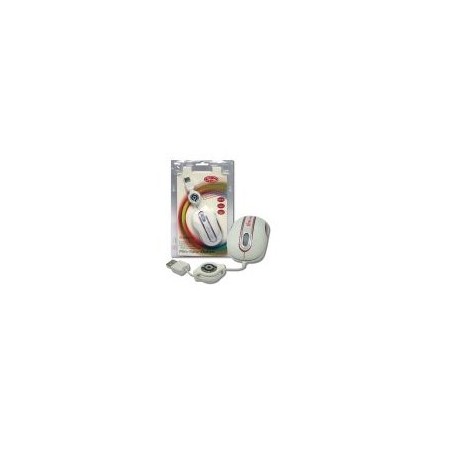 MOUSE 3FREE MINI OPTICO USB MSM201/WP CABLE RETRACTIL BLANCO ROSA