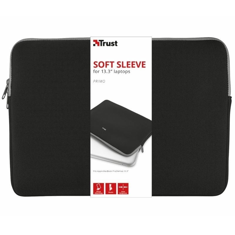 Funda Trust Primo Soft Sleeve para Portátiles hasta 13.3″/ Negra