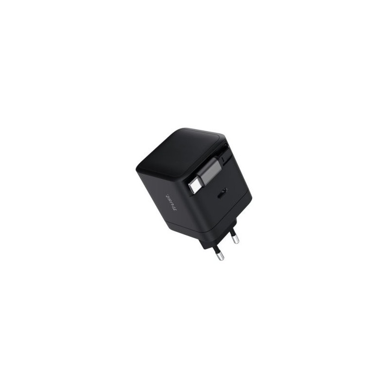 CARGADOR USB-C TRUST MAXO 65W PD CABLE SOLDADO RETRACTABLE 2XUSB-C NEGRO