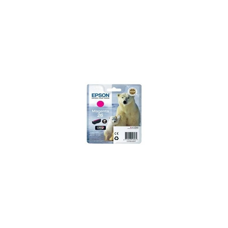 Cartucho tinta epson t261340 magenta photo 26 xp - 600 - 605 - 700 - 800 - oso polar