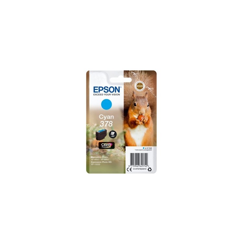 Cartucho tinta epson c13t37824010 singlepack cian 378 claria photo hd ink xp - 8500 ardilla
