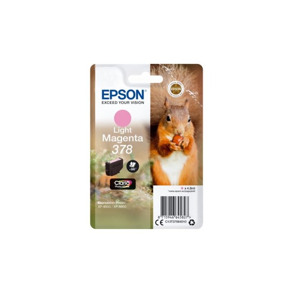 Cartucho tinta epson c13t37864010 singlepack light magenta 378 claria photo hd ink xp - 8500 ardilla