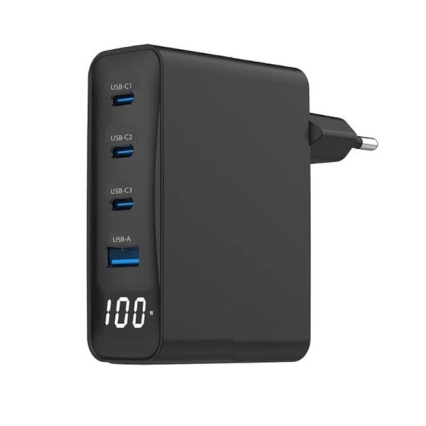 Gembird Cargador rápido USB GaN 4 P 100 W LCD