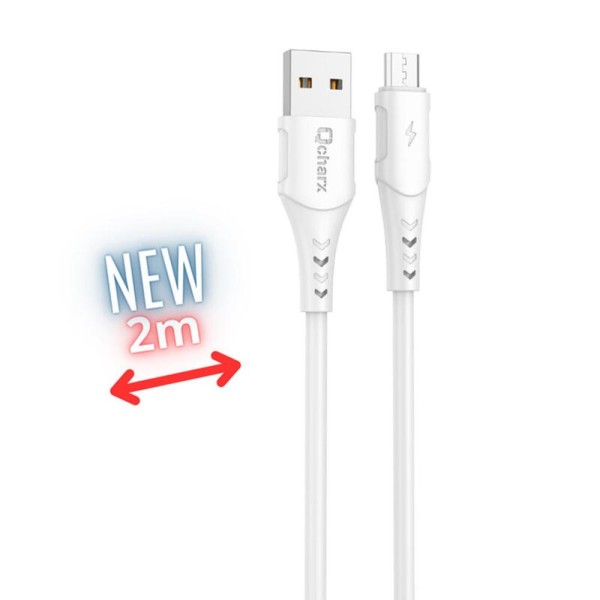 Cable qcharx athens micro usb a usb tipo a - 2m - pvc blanco