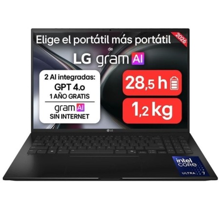 Portátil LG Gram 16ZD90TL-G.AX85BN Intel Core Ultra 7-258V/ 32GB/ 512GB SSD/ 16″/ Sin Sistema Operativo