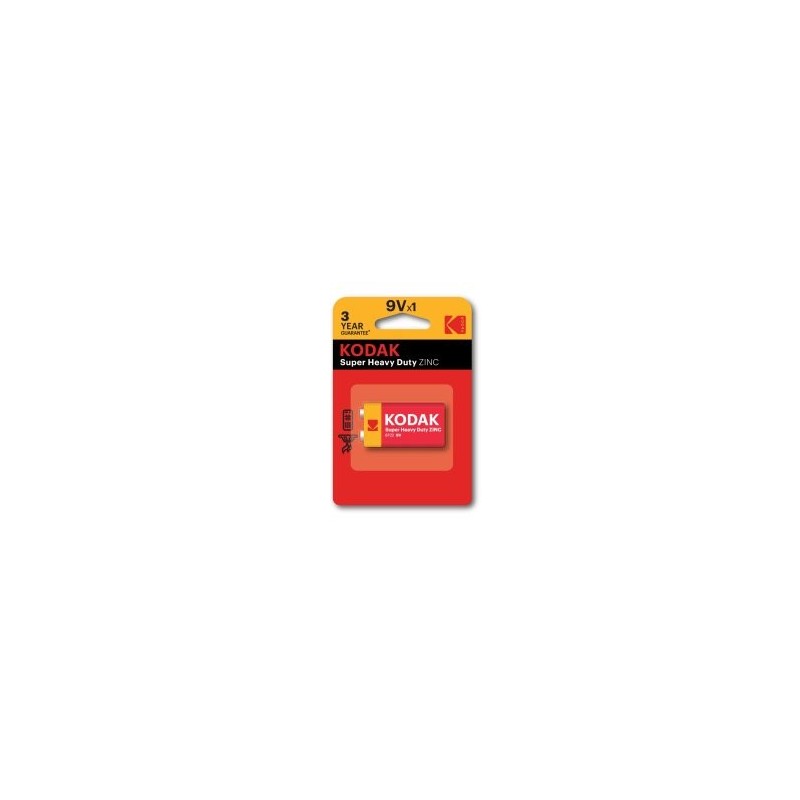 PILAS 9V KODAK EXTRA HEAVY DUTY ZINC 9V 1 UNIDAD 250 mAh 1.5V (ecotasas incluidas)
