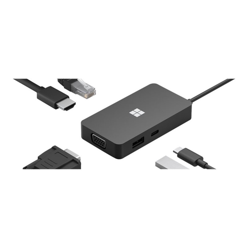 Hub usb tipo c microsoft tavel hdmi - ethernet - vga - usb tipo a - usb tipo c