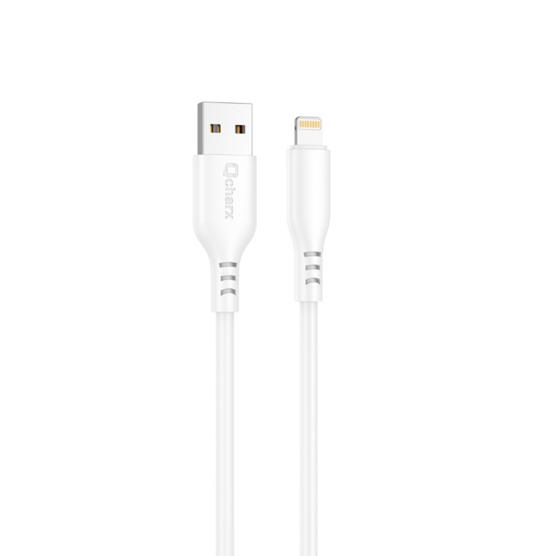 Cable qcharx tokyo usb a lightning 3a - 1 m - silicona blanco tacto suave