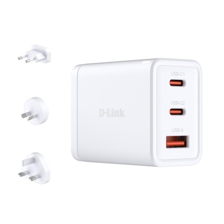 Cargador de pared d - link dcp - 651 65w 2x usb tipo c 1x usb tipo a blanco