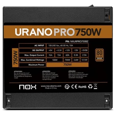 Fuente de Alimentación Nox Hummer Urano Pro/ 750W/ Ventilador 12cm/ 80 Plus Bronze