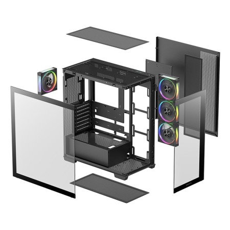 Caja ordenador gaming atx deepcool cg580v2 cristal templado negro