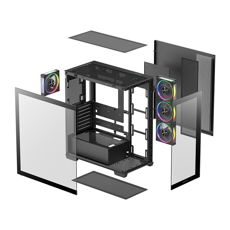 Caja ordenador gaming atx deepcool cg580v2 cristal templado negro