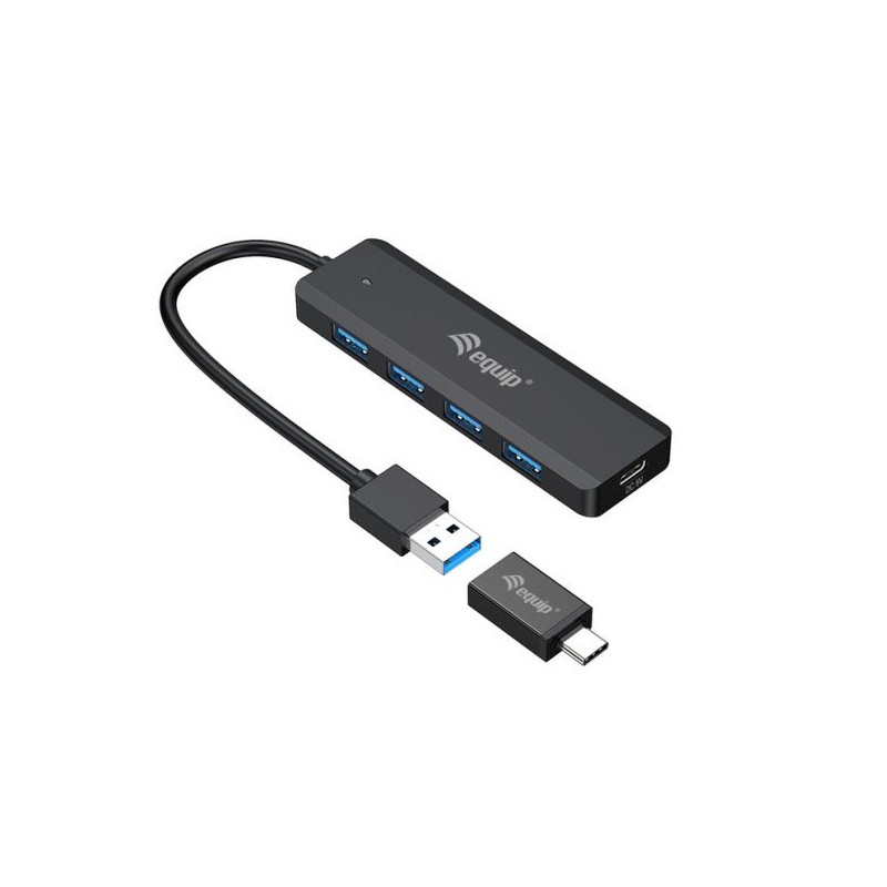 Hub usb equip life a 4 x usb 3.2 - 1 x usb tipo c + adaptador usb tipo c