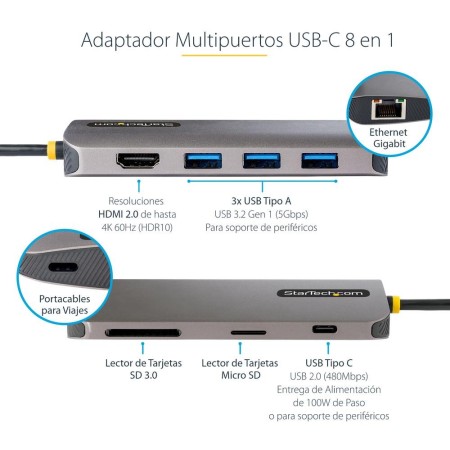 Docking station startech ubs tipo c 8 en 1