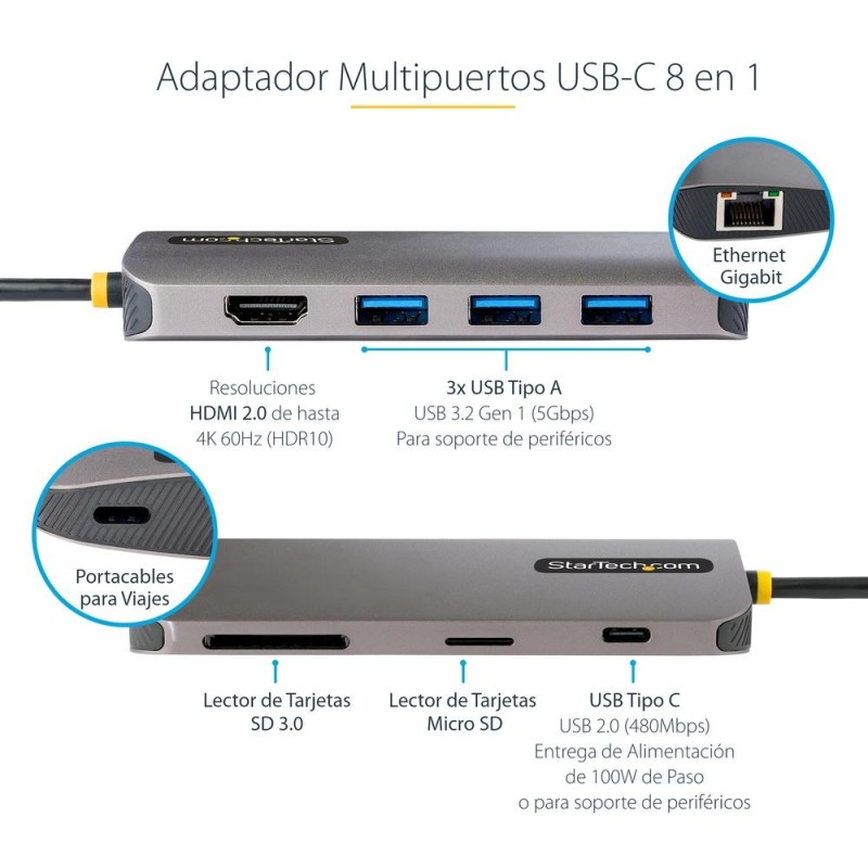 Docking station startech ubs tipo c 8 en 1