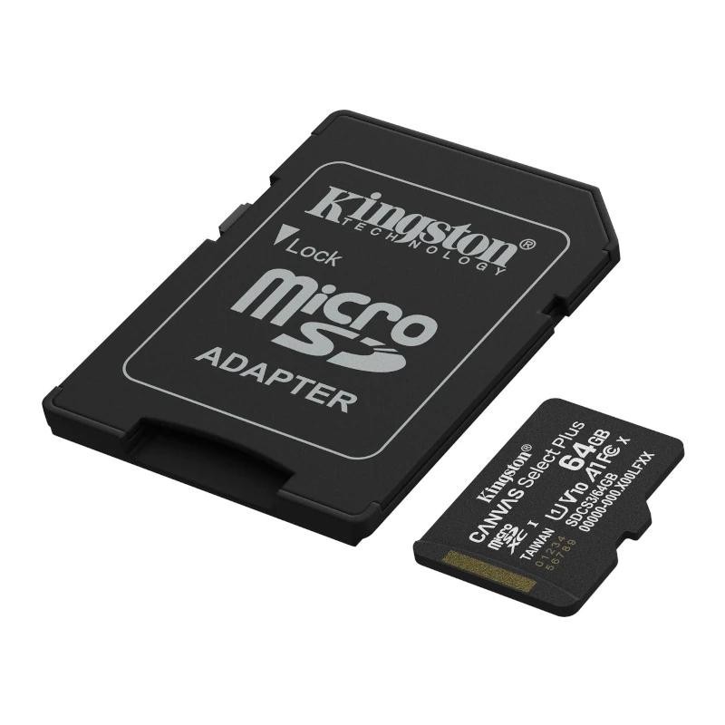 Tarjeta memoria micro sdxc 64gb kingston canvas select plus + adaptador sd
