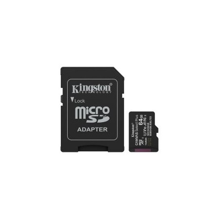 Tarjeta memoria micro sdxc 64gb kingston canvas select plus + adaptador sd