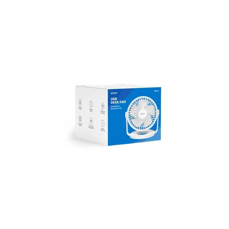 VENTILADOR ESCRITORIO USB SAVIO AD-01 WHITE